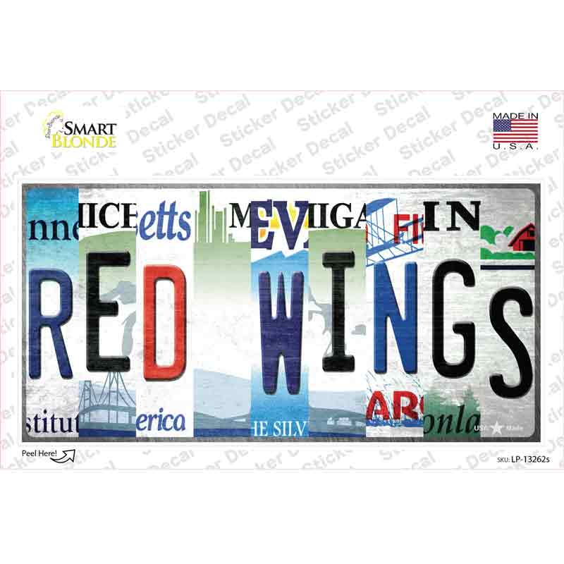 LP-13262s-M Red Wings Strip Art Novelty Sticker Decal - Medium