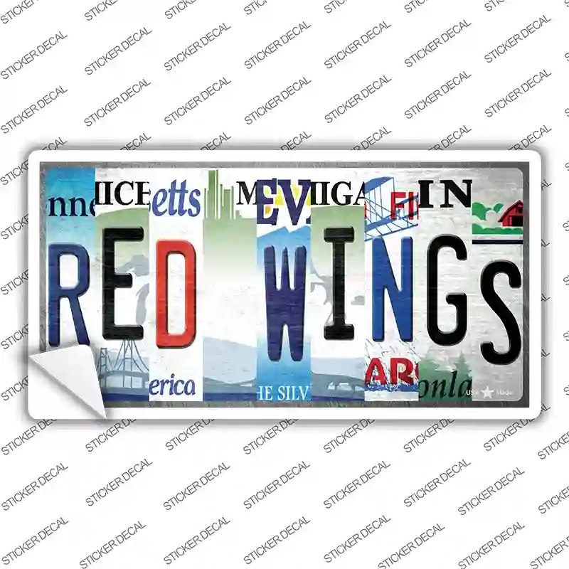 LP-13262s-S Red Wings Strip Art Novelty Sticker Decal - Small