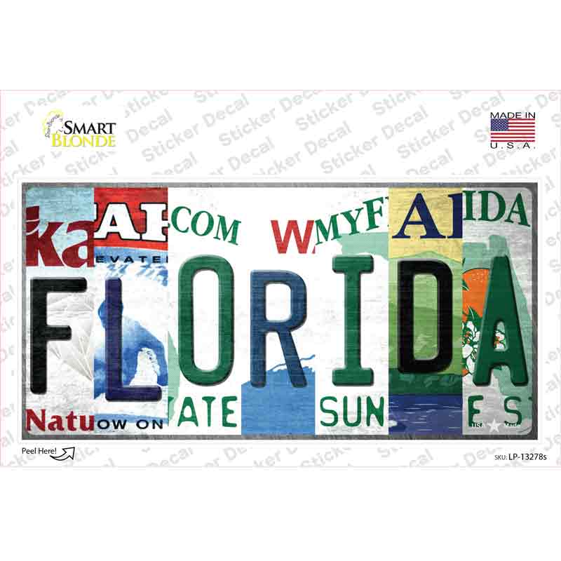 LP-13278s-M Florida Strip Art Novelty Sticker Decal - Medium