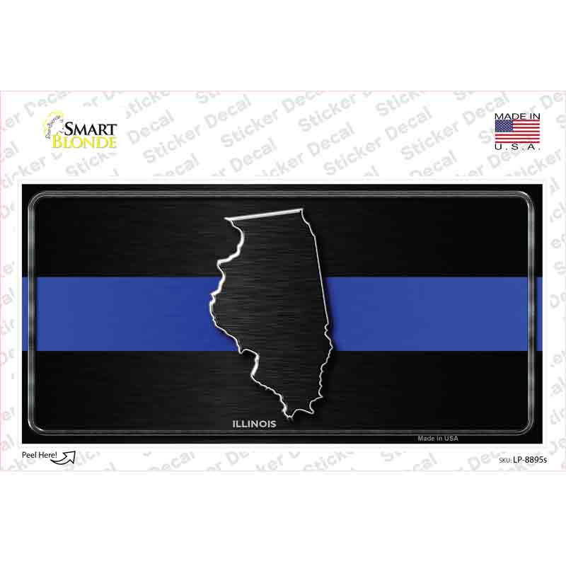 LP-8895s-M Illinois Thin Blue Line Novelty Sticker Decal - Medium