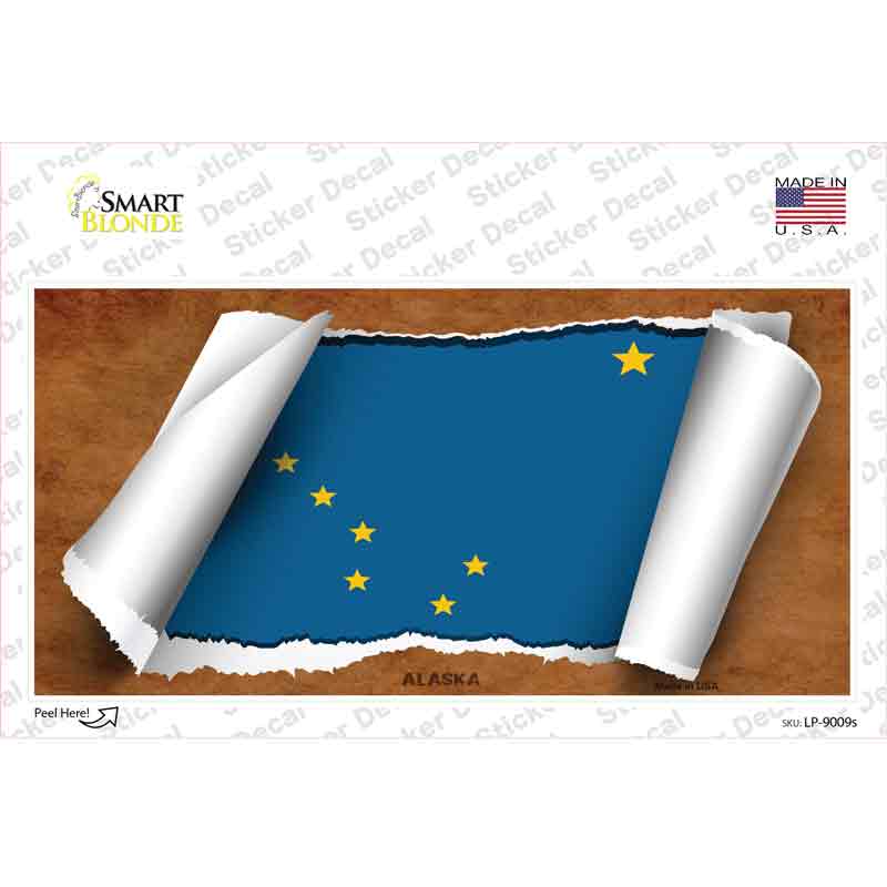 LP-9009s-M Alaska Flag Scroll Novelty Sticker Decal - Medium