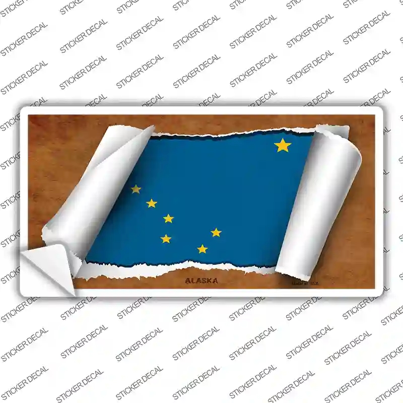 LP-9009s-S Alaska Flag Scroll Novelty Sticker Decal - Small