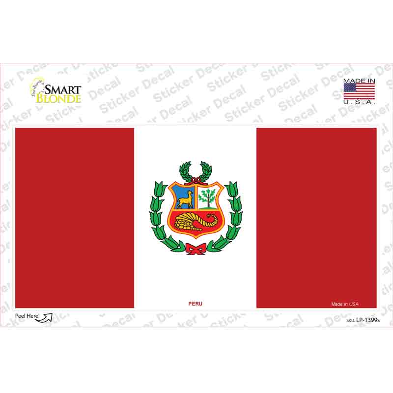 LP-1399s-M Peru Flag Novelty Sticker Decal - Medium