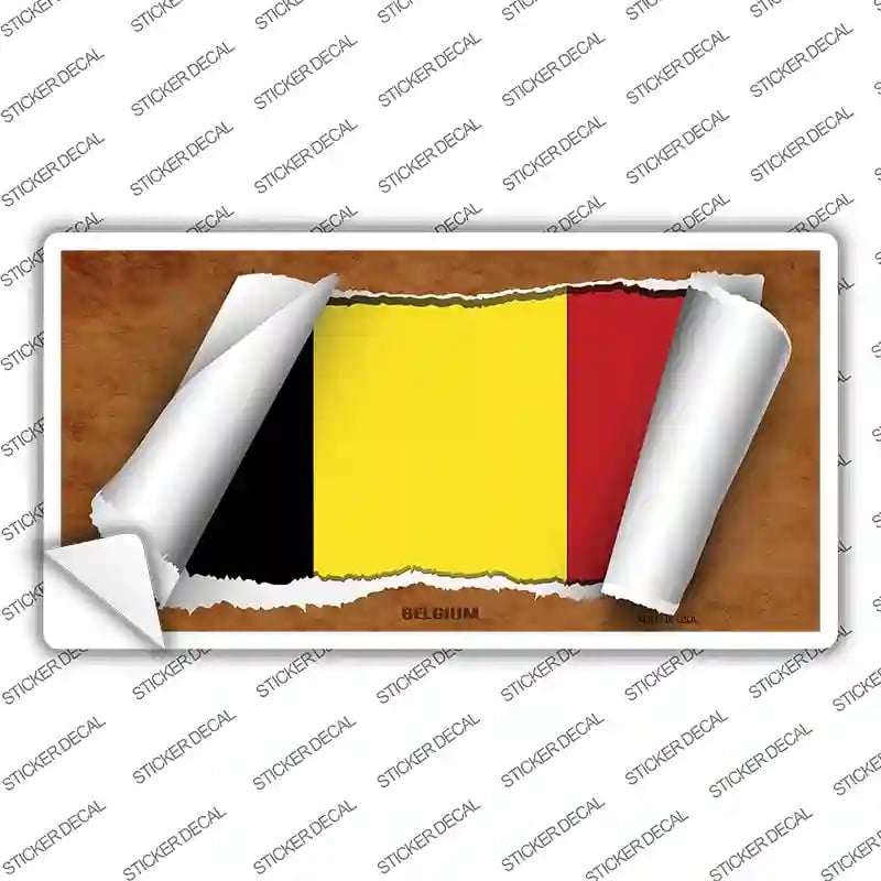 LP-9135s-XL Belgium Flag Scroll Novelty Sticker Decal - Extra Large