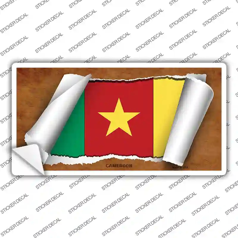 LP-9149s-S Cameroon Flag Scroll Novelty Sticker Decal - Small
