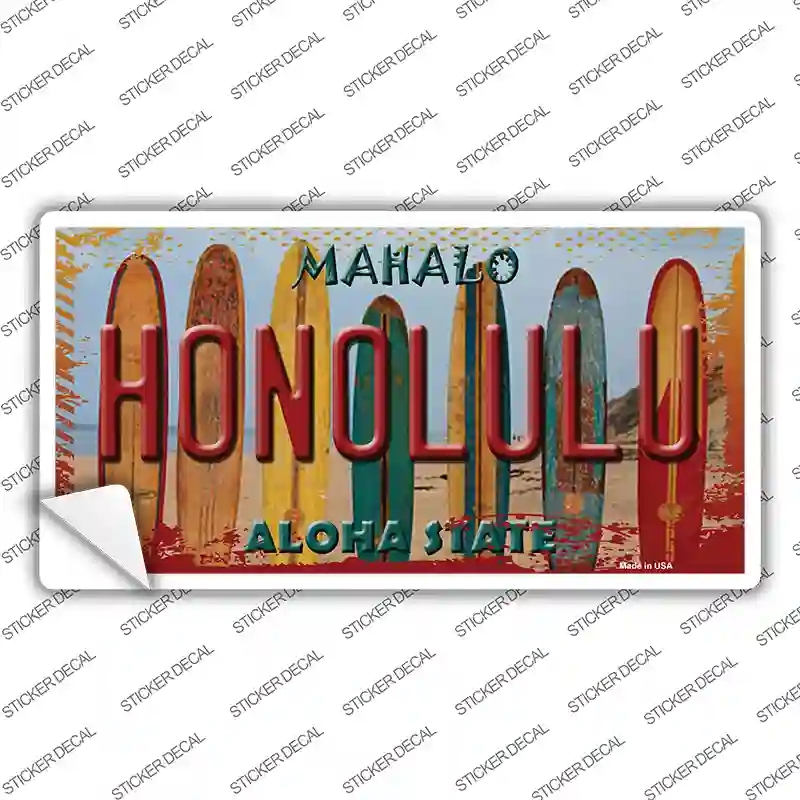 LP-7834s-L Honolulu Surfboards Hawaii State Novelty Sticker Decal - Large