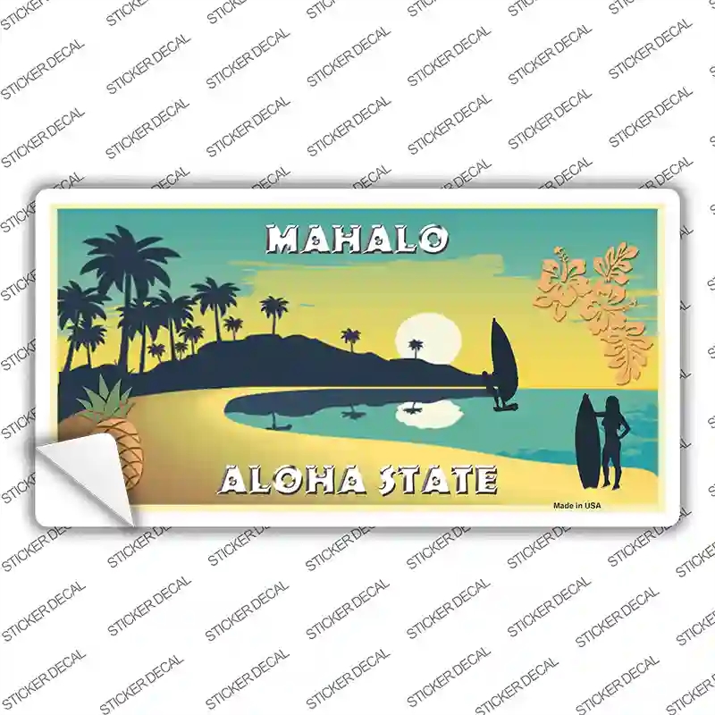 LP-7839s-S Mahalo Pineapple Hawaii Blank State Novelty Sticker Decal - Small