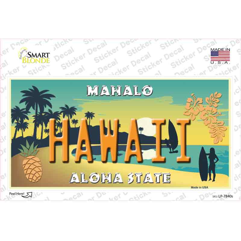 LP-7840s-M Hawaii Pineapple Novelty Sticker Decal - Medium