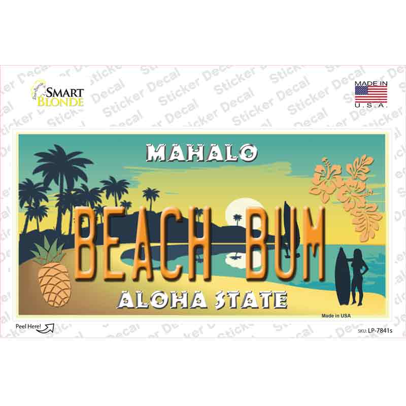 LP-7841s-M Beach Bum Hawaii Pineapple Novelty Sticker Decal - Medium