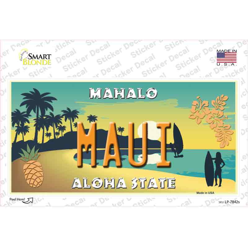LP-7842s-M Maui Hawaii Pineapple Novelty Sticker Decal - Medium