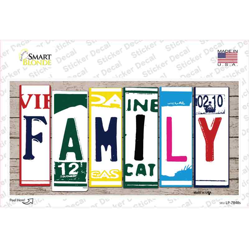 LP-7848s-M Family Art Wood Novelty Sticker Decal - Medium