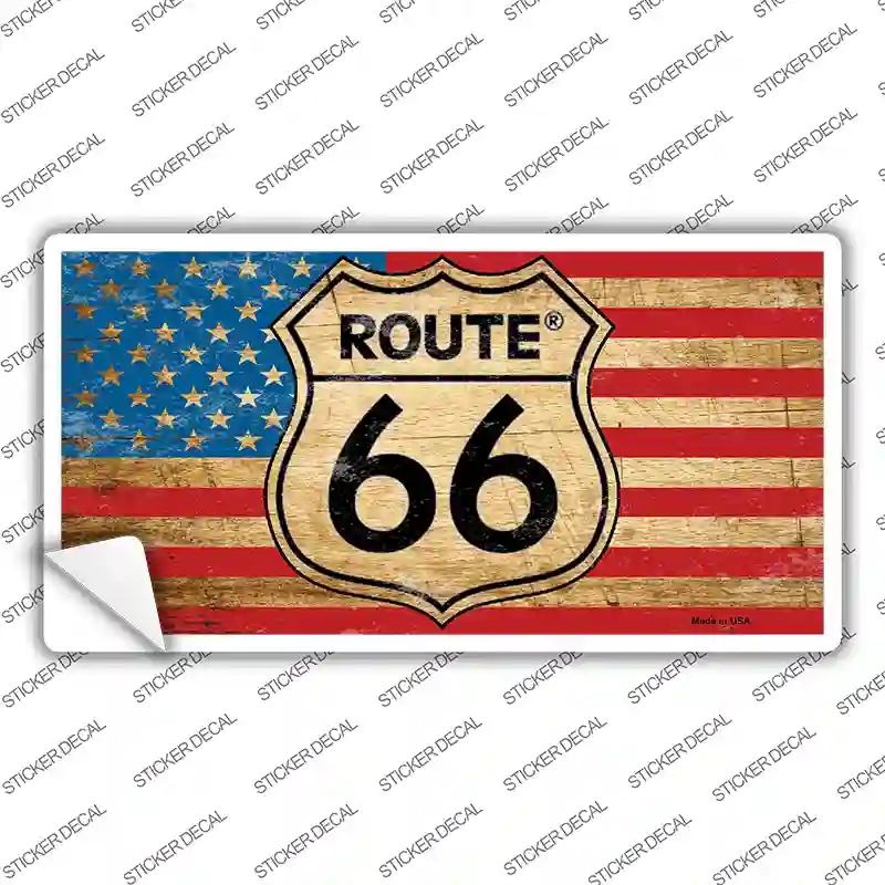 LP-7869s-S Route 66 American Flag Novelty Sticker Decal - Small