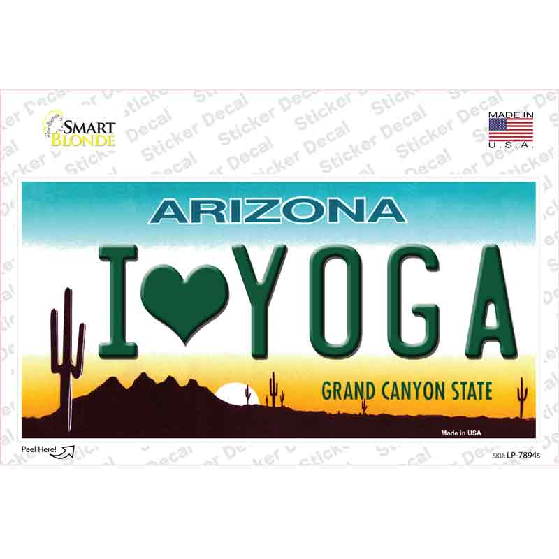 LP-7894s-M I Love Yoga Novelty Sticker Decal - Medium