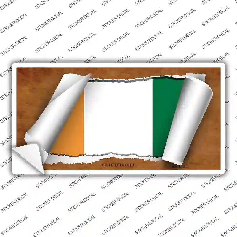 LP-9164s-L Cote DIvoire Flag Scroll Novelty Sticker Decal - Large
