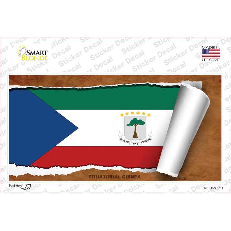 LP-9171s-M Equatorial Guinea Flag Scroll Novelty Sticker Decal - Medium