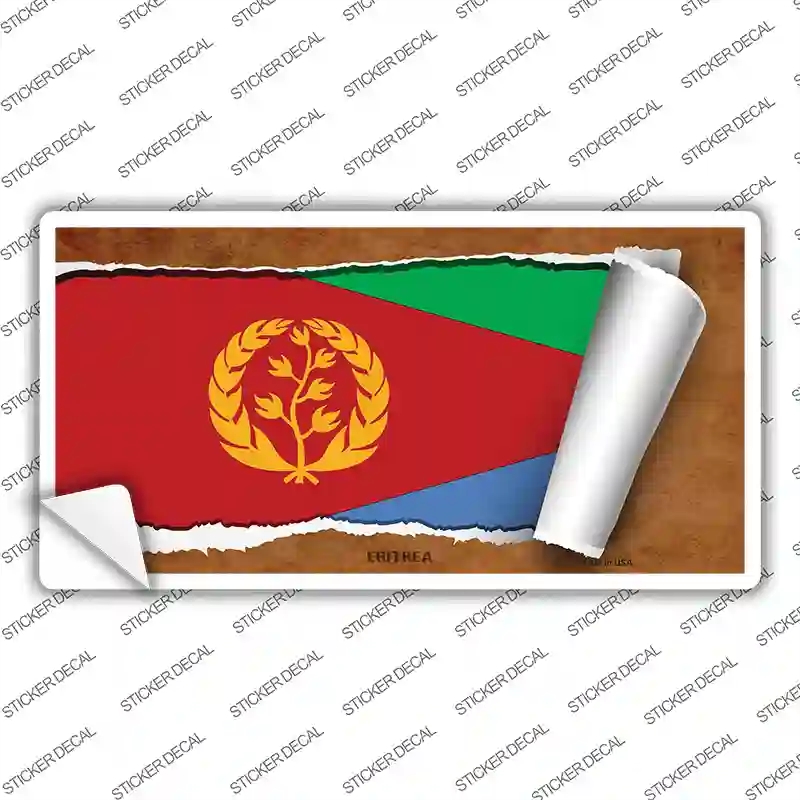 LP-9172s-S Eritrea Flag Scroll Novelty Sticker Decal - Small