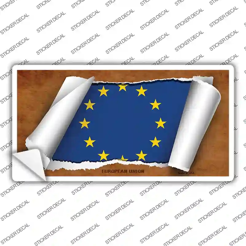 LP-9176s-S European Union Flag Scroll Novelty Sticker Decal - Small