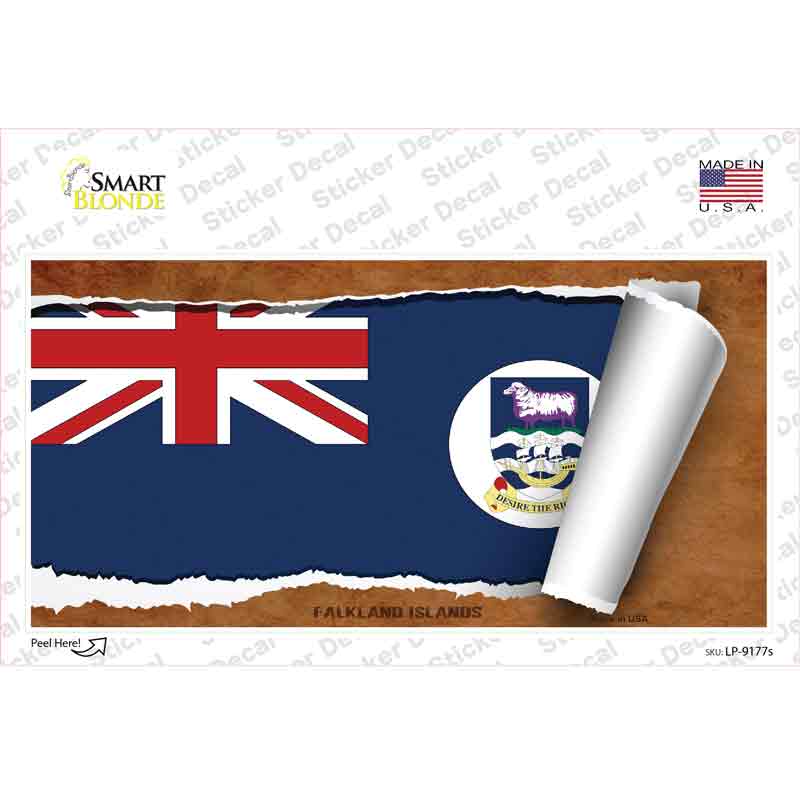 LP-9177s-M Falkland Islands Flag Scroll Novelty Sticker Decal - Medium