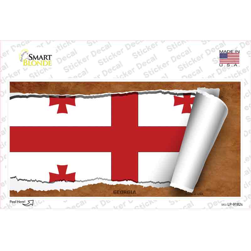 LP-9182s-M Georgia Country Flag Scroll Novelty Sticker Decal - Medium