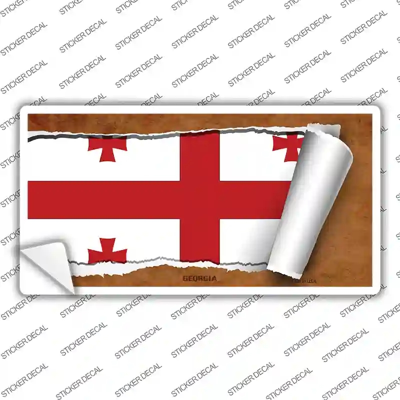 LP-9182s-S Georgia Country Flag Scroll Novelty Sticker Decal - Small