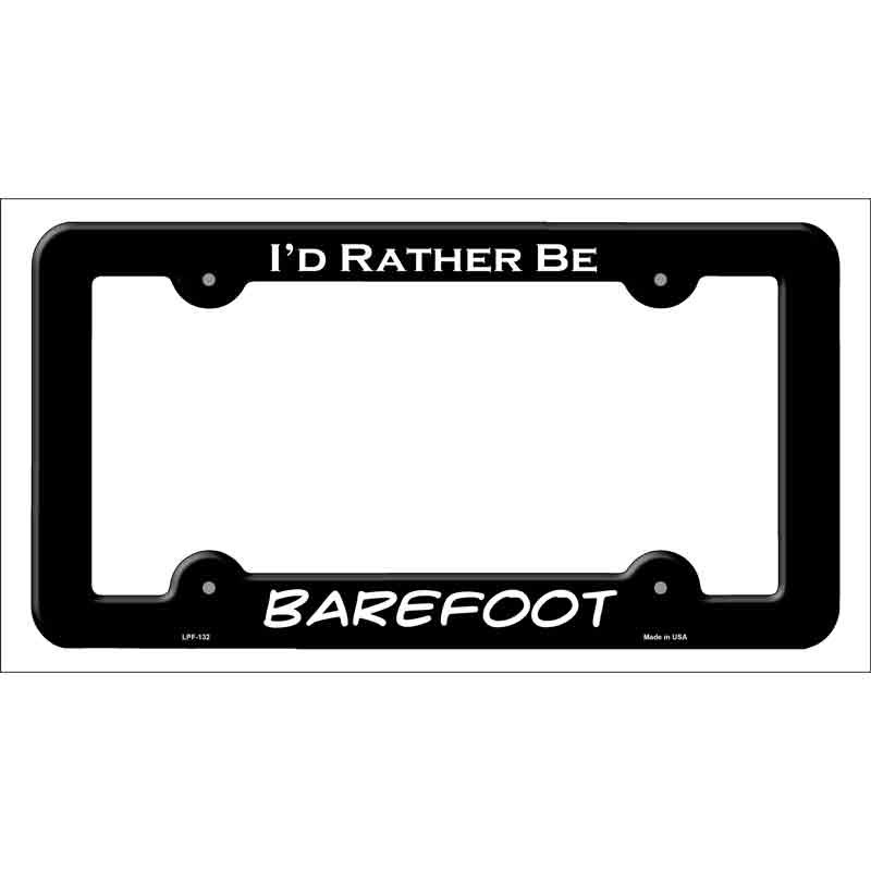 LPF-132b 12 x 6 in. Barefoot Novelty Metal License Plate Frame, Black