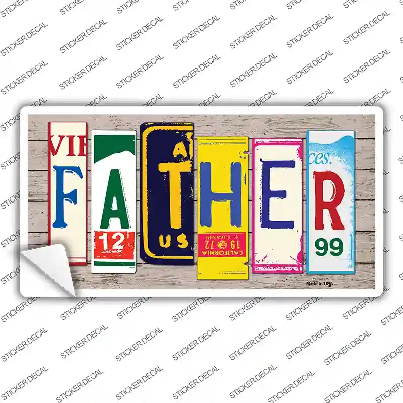 LP-7908s-S Father Wood Art Novelty Sticker Decal - Small