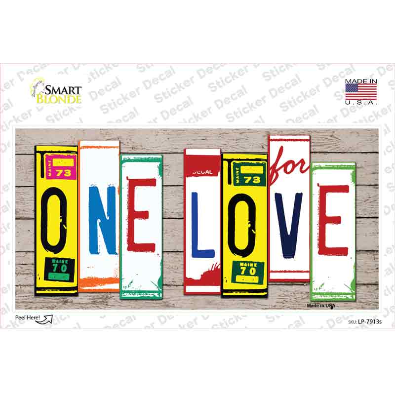 LP-7913s-M One Love Wood Art Novelty Sticker Decal - Medium