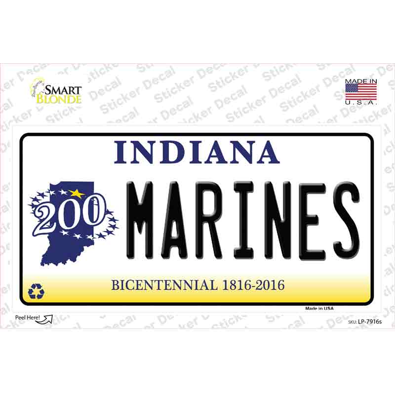 LP-7916s-M Indiana Marines Novelty Sticker Decal - Medium