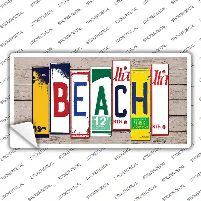 LP-7940s-S Beach Wood Art Novelty Sticker Decal - Small