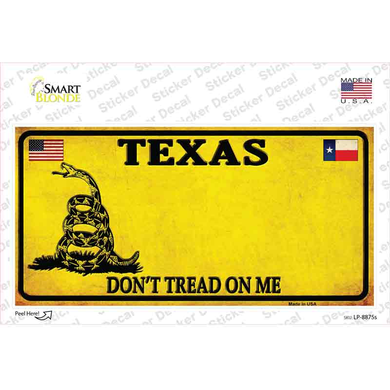 LP-8875s-M Texas Dont Tread on Me Novelty Sticker Decal - Medium