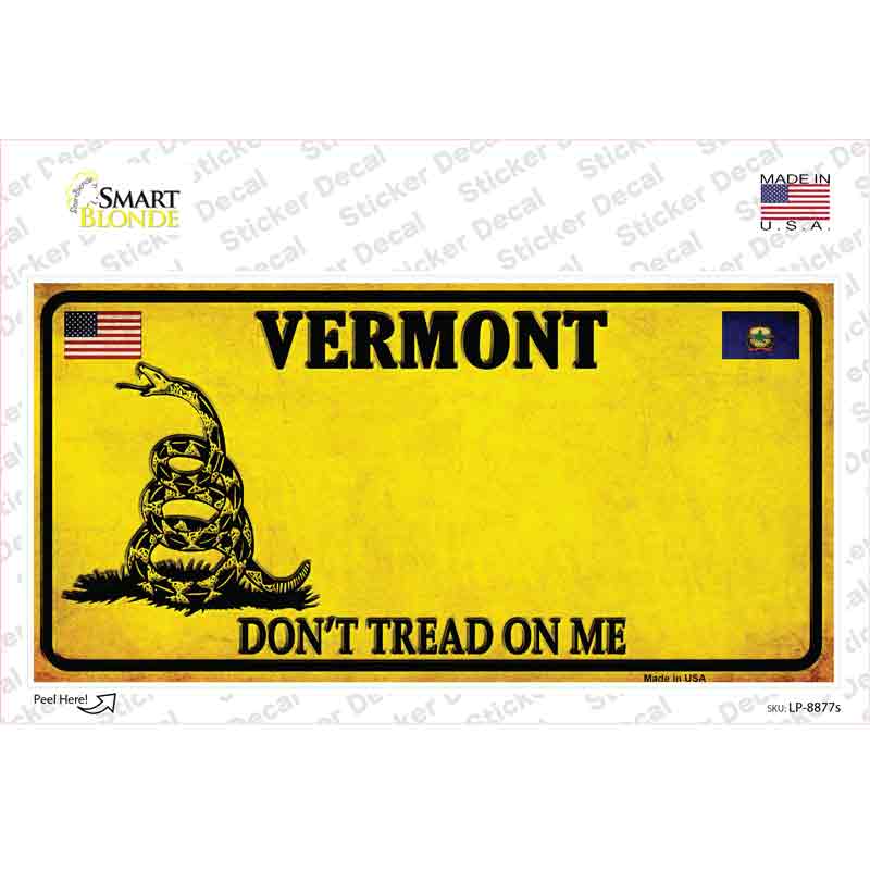 LP-8877s-M Vermont Dont Tread on Me Novelty Sticker Decal - Medium