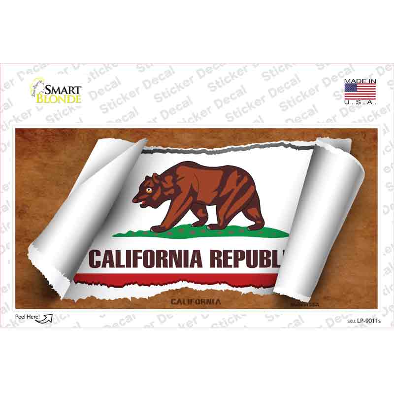 LP-9011s-M California Flag Scroll Novelty Sticker Decal - Medium