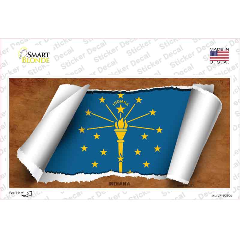 LP-9020s-M Indiana Flag Scroll Novelty Sticker Decal - Medium