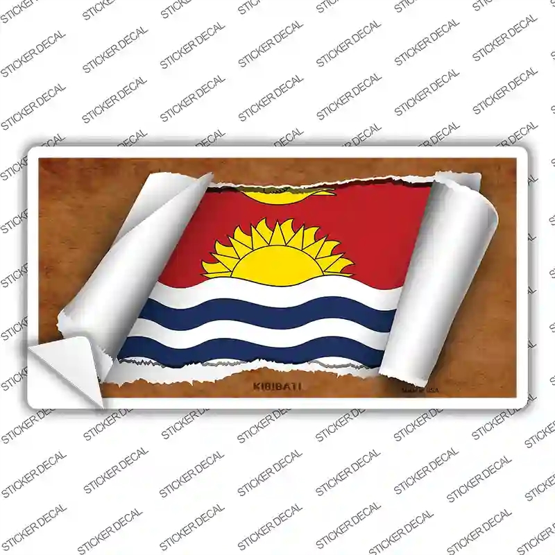LP-9204s-S Kiribati Flag Scroll Novelty Sticker Decal - Small