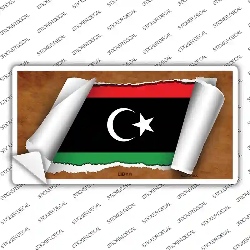 LP-9219s-XL Libya Flag Scroll Novelty Sticker Decal - Extra Large