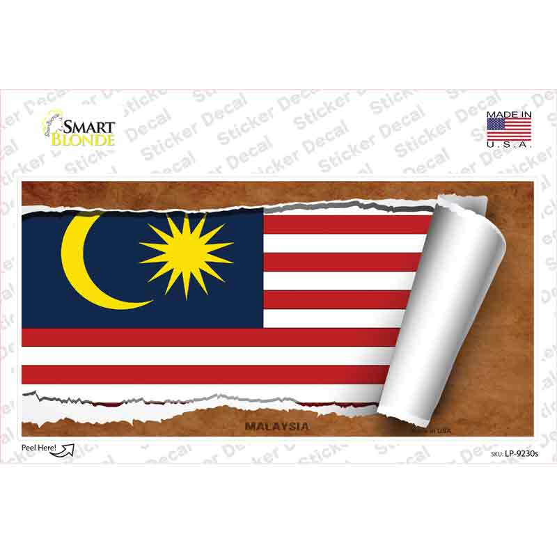 LP-9230s-M Malaysia Flag Scroll Novelty Sticker Decal - Medium