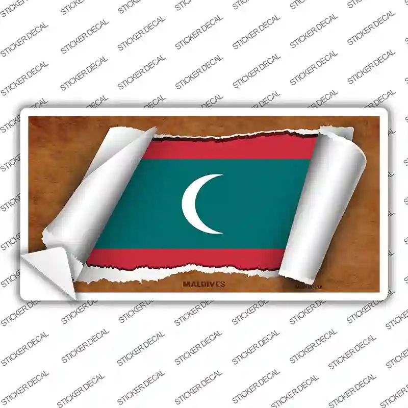 LP-9231s-S Maldives Flag Scroll Novelty Sticker Decal - Small