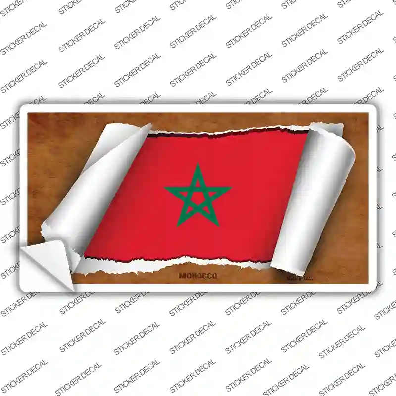 LP-9241s-S Morocco Flag Scroll Novelty Sticker Decal - Small