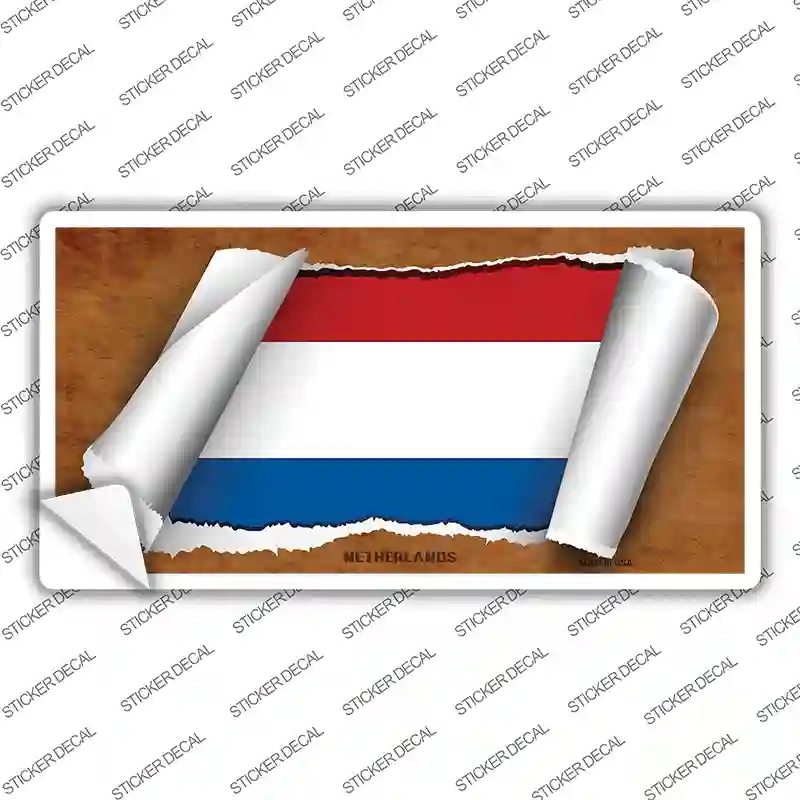 LP-9248s-L Netherlands Flag Scroll Novelty Sticker Decal - Large