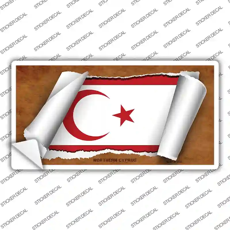 LP-9254s-XL Northern Cyrpus Flag Scroll Novelty Sticker Decal - Extra Large