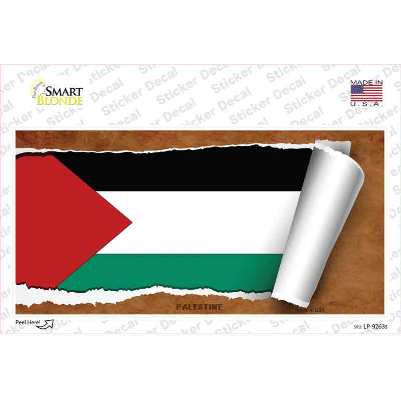 LP-9263s-M Palestine Flag Scroll Novelty Sticker Decal - Medium