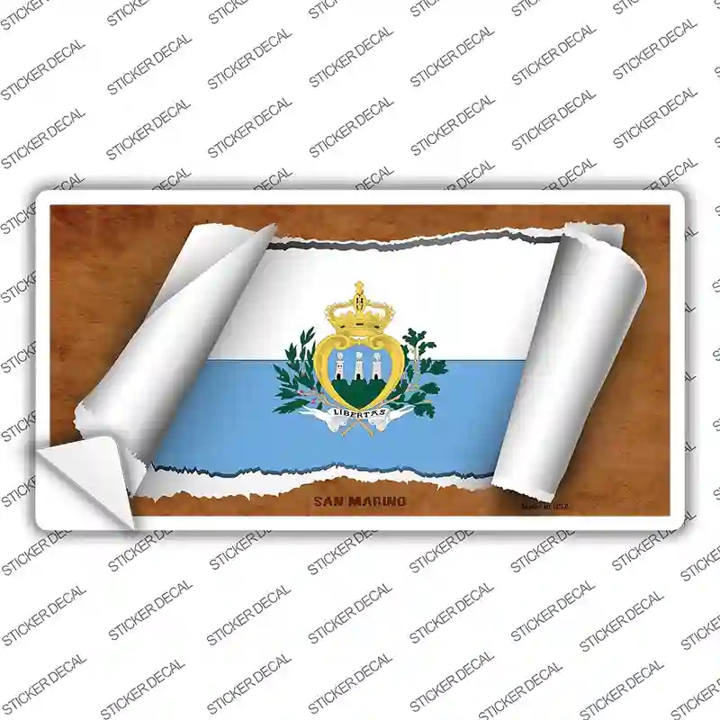LP-9273s-S San Marino Flag Scroll Novelty Sticker Decal - Small