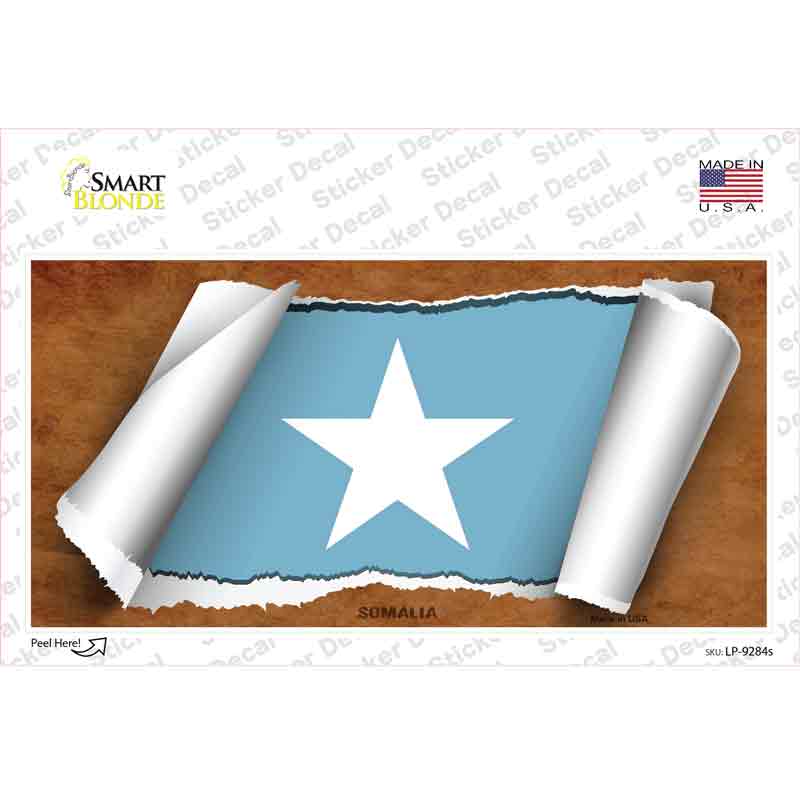 LP-9284s-M Somalia Flag Scroll Novelty Sticker Decal - Medium