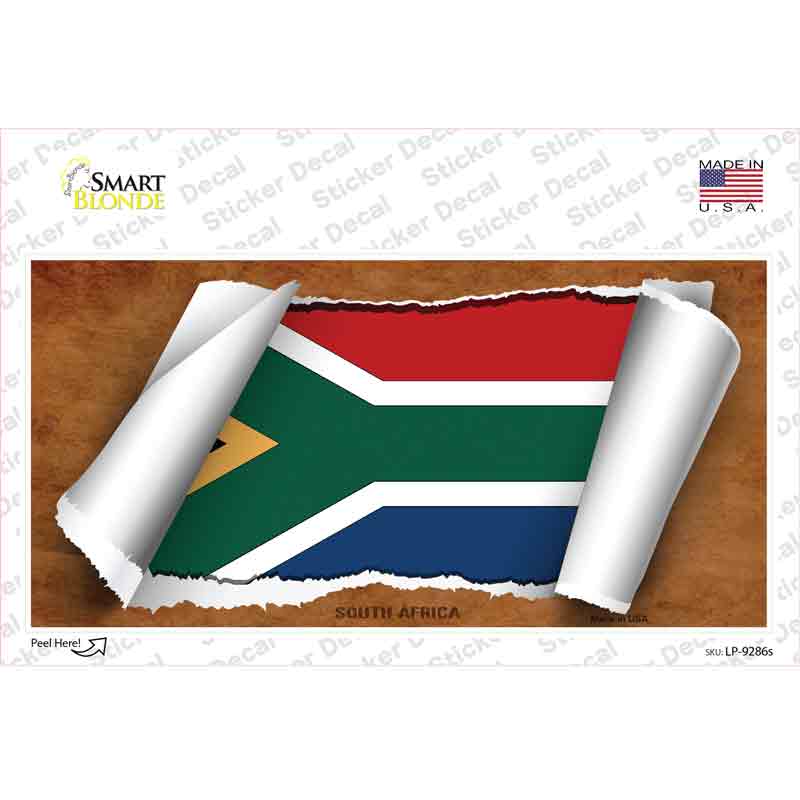 LP-9286s-M South Africa Flag Scroll Novelty Sticker Decal - Medium
