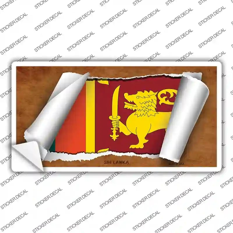 LP-9288s-L Sri Lanka Flag Scroll Novelty Sticker Decal - Large