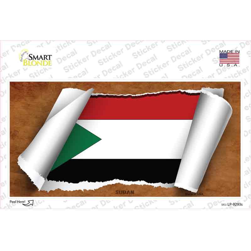 LP-9293s-M Sudan Flag Scroll Novelty Sticker Decal - Medium