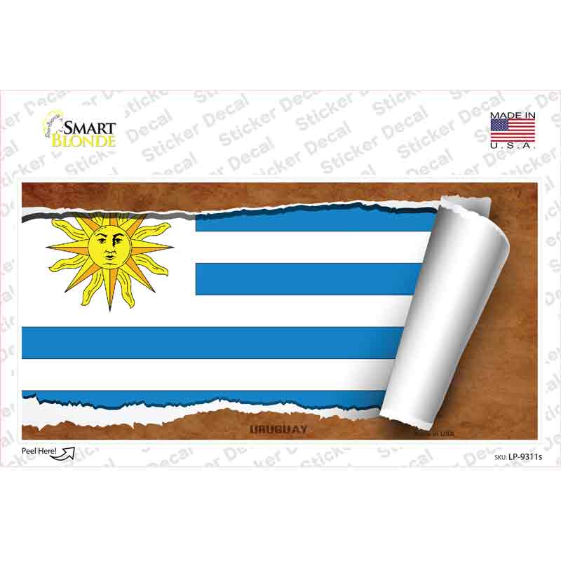 LP-9311s-M Uruguay Flag Scroll Novelty Sticker Decal - Medium