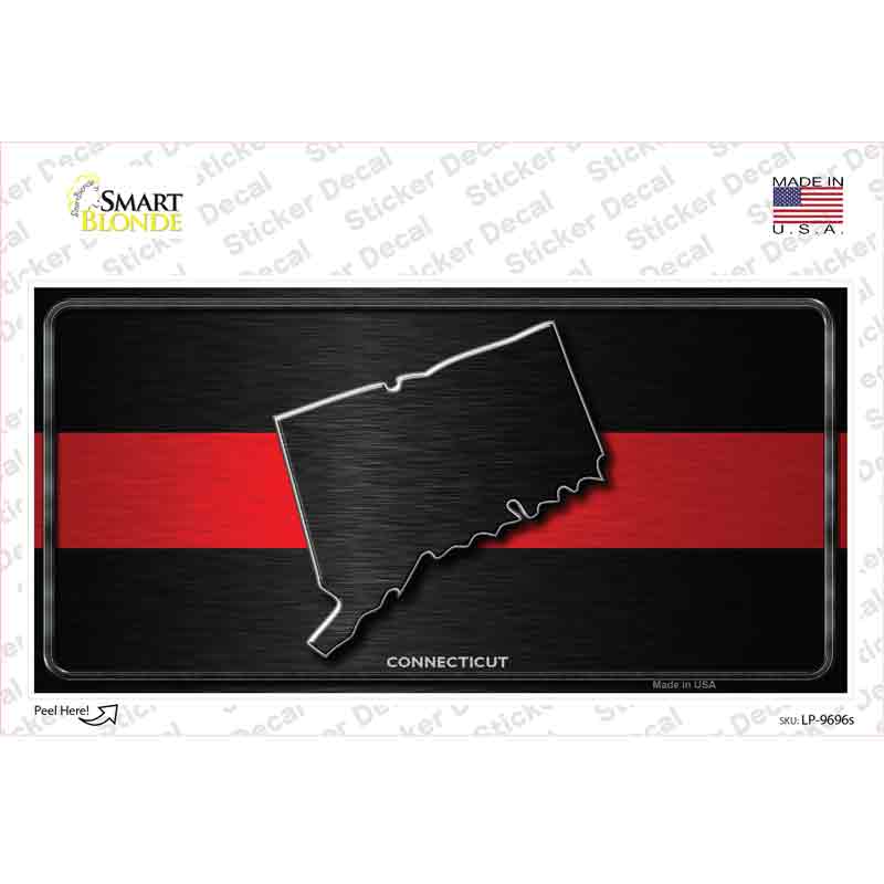 LP-9696s-M Connecticut Thin Red Line Novelty Sticker Decal - Medium