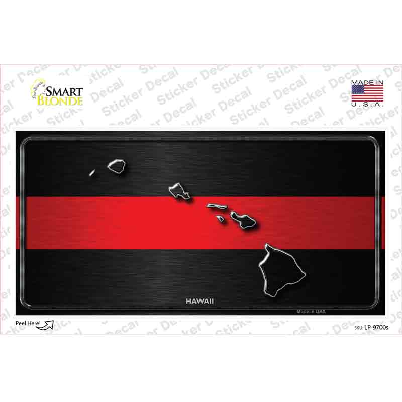 LP-9700s-M Hawaii Thin Red Line Novelty Sticker Decal - Medium