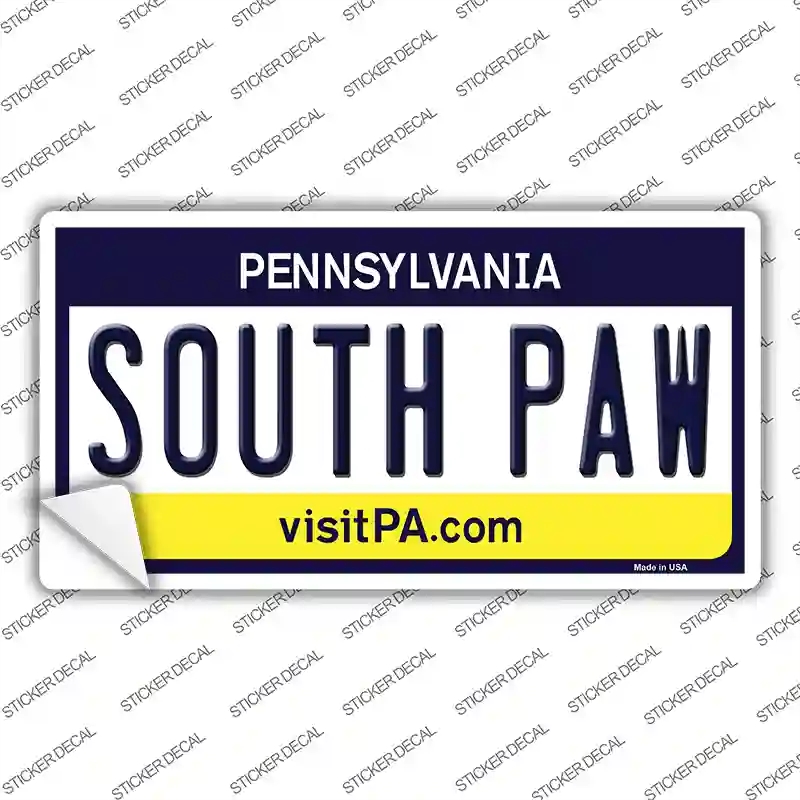 LP-6055s-S South Paw Pennsylvania State Novelty Sticker Decal - Small